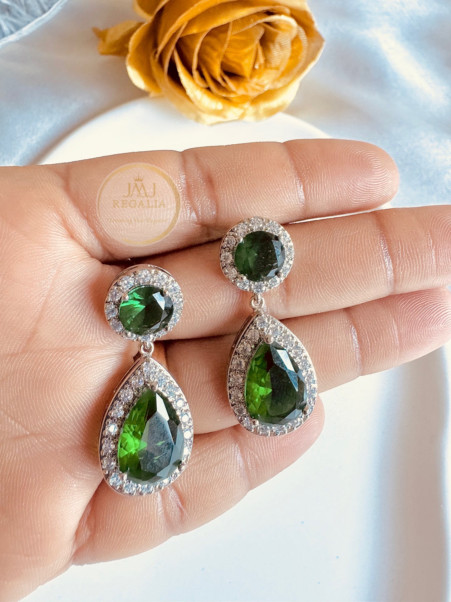 Crystal Tiara - Elegant AD stone Earrings