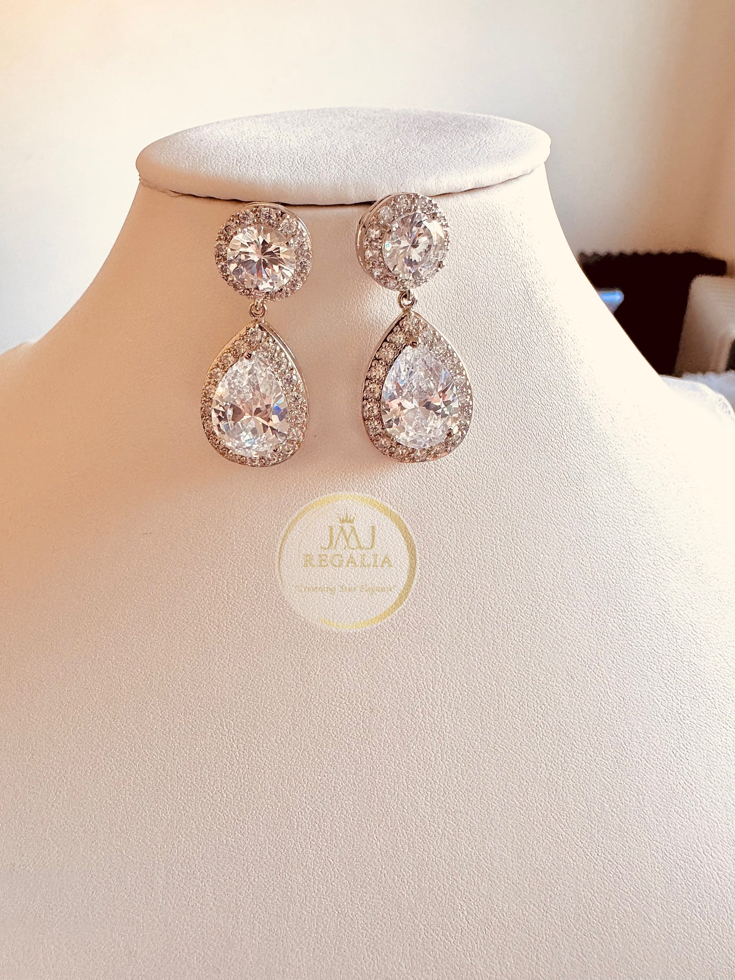 Crystal Tiara - Elegant AD stone Earrings