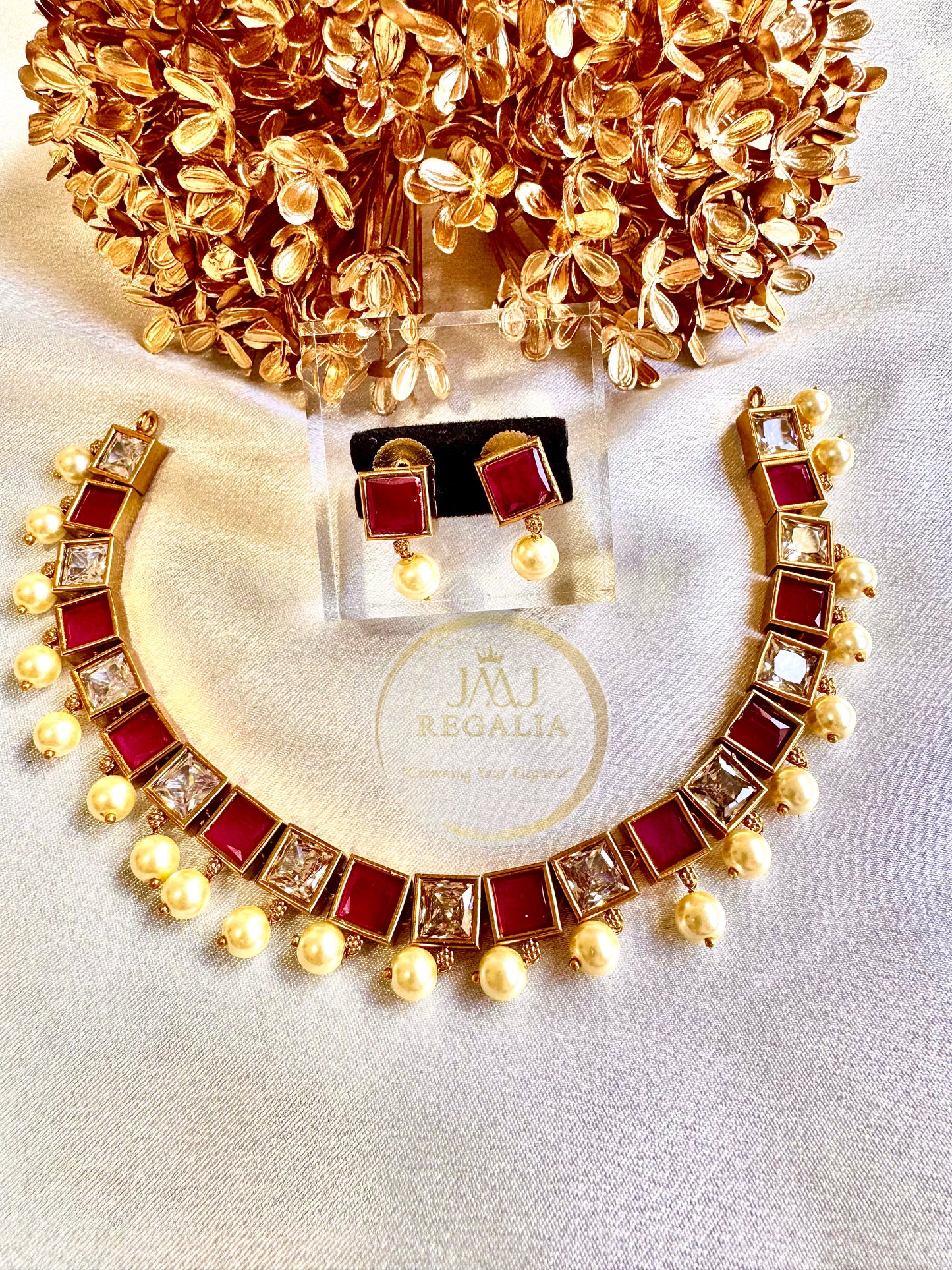 Crystal Cascade - AD stone square with pearl drop