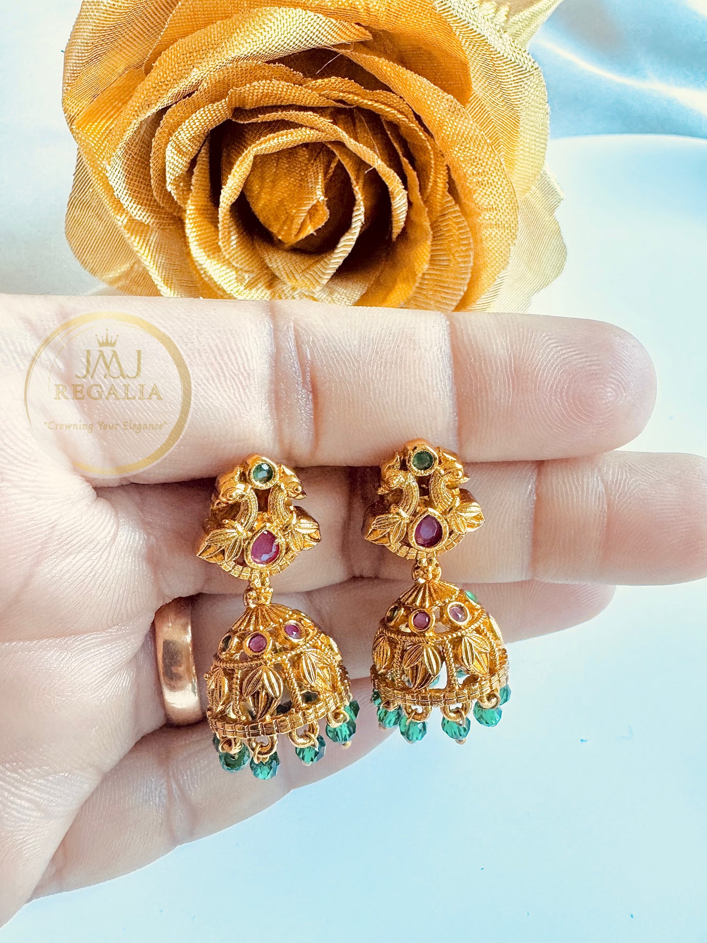 Sonamor Jhumki - elegant small jhumkas with color beads