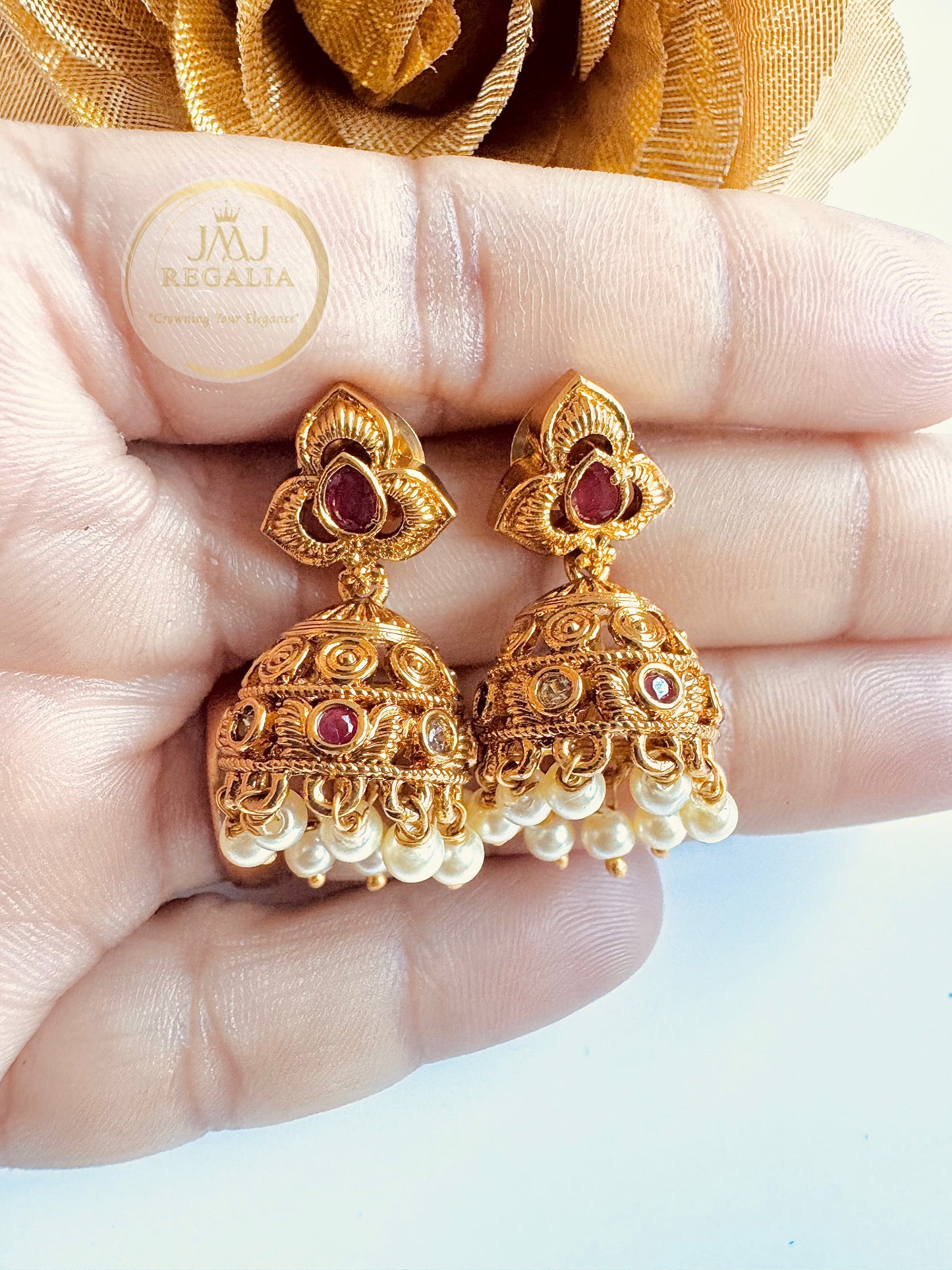 Sonamor Jhumki - elegant small jhumkas with color beads