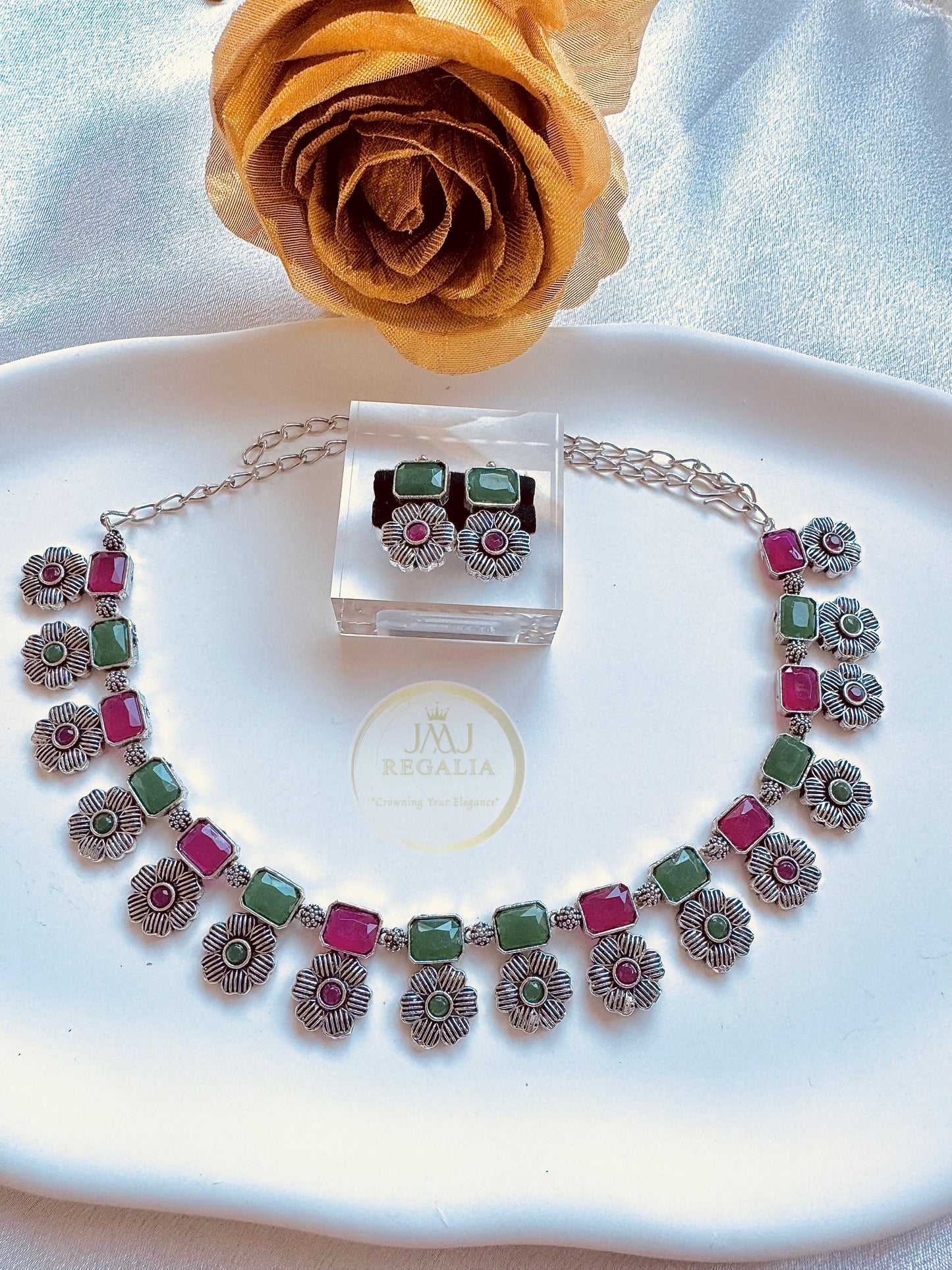 Celestial Rose - Silver Antique Oxidized flower