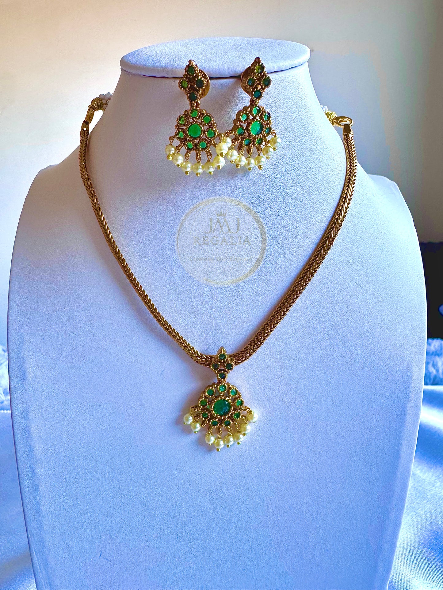 Varnam Attigai - AD Stone Kemp Attigai necklace