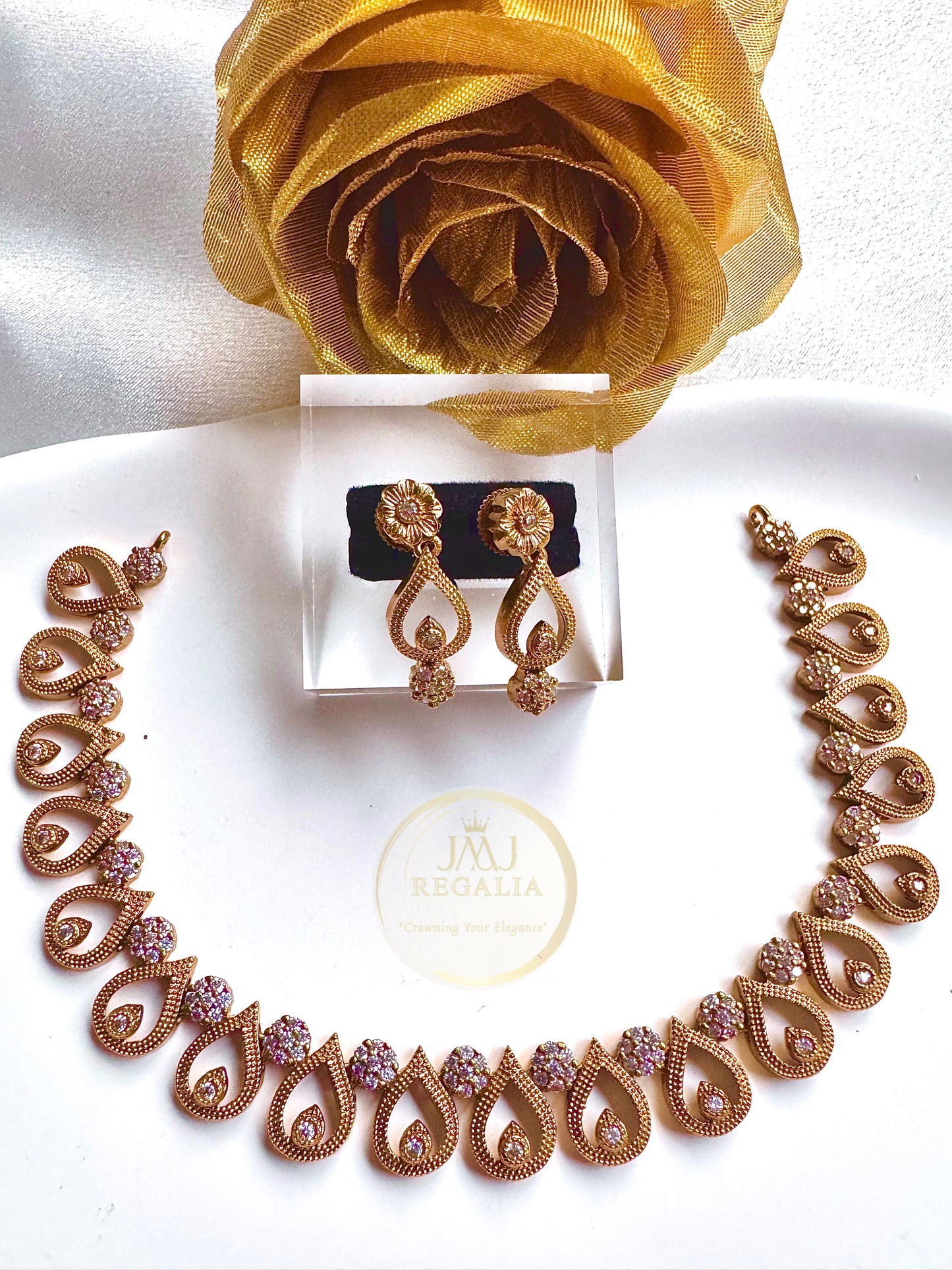 Kshetra Gold - Antique AD stone necklace set