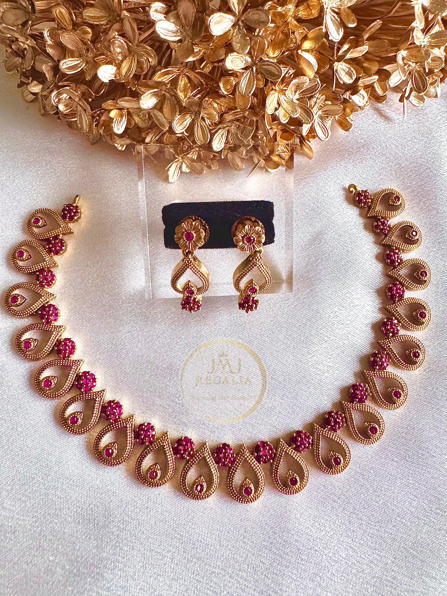 Kshetra Gold - Antique AD stone necklace set