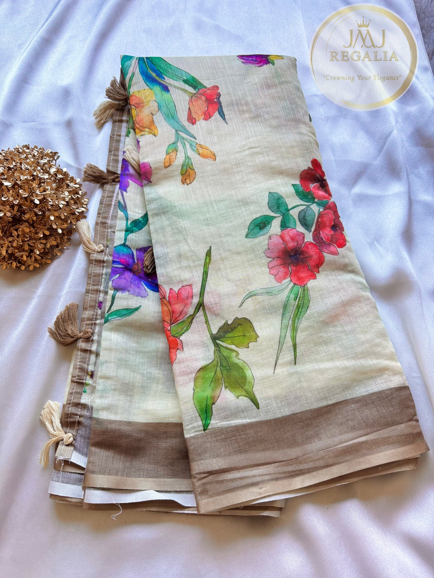 Vedika - Linen Digital cotton Saree