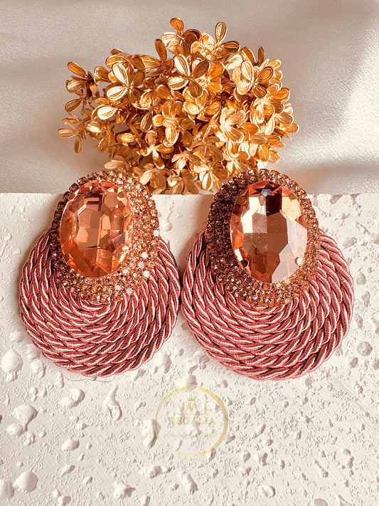 Opaline Spark - Single stone threaded earrings