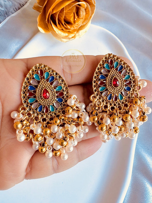 Neermahal - Water drop Metallic gold Earrings