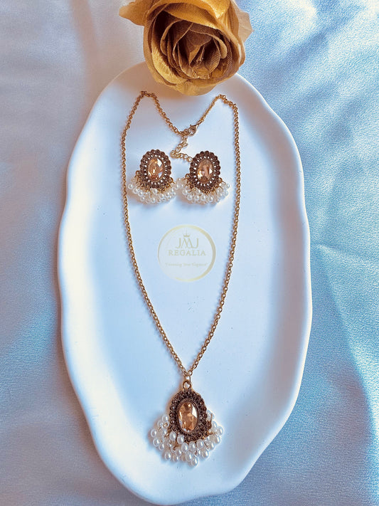 Crystal Veil - stone beaded necklace set