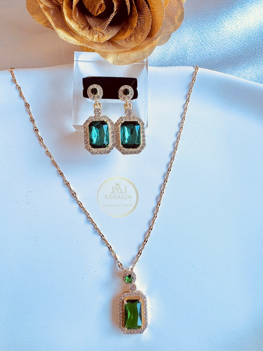 Emerald Veil - AD Stone Necklace set