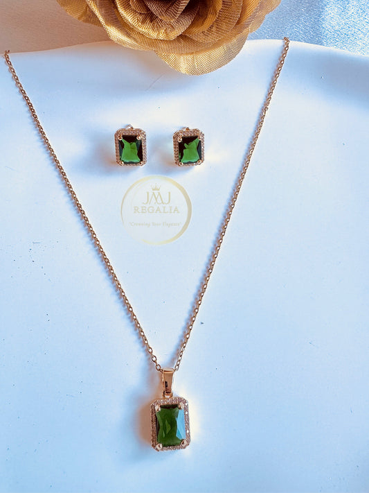 Emerald Empress - Green AD stone Necklace
