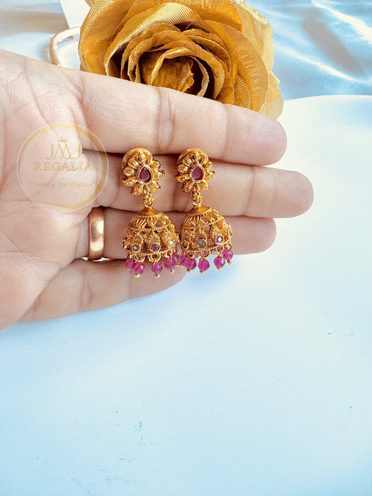 Swarna Jhumki - elegant small jhumkas with color beads
