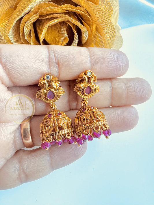 Sonamor Jhumki - elegant small jhumkas with color beads