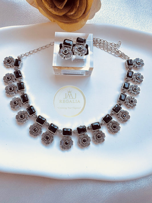 Celestial Rose - Silver Antique Oxidized flower