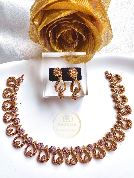 Kshetra Gold - Antique AD stone necklace set